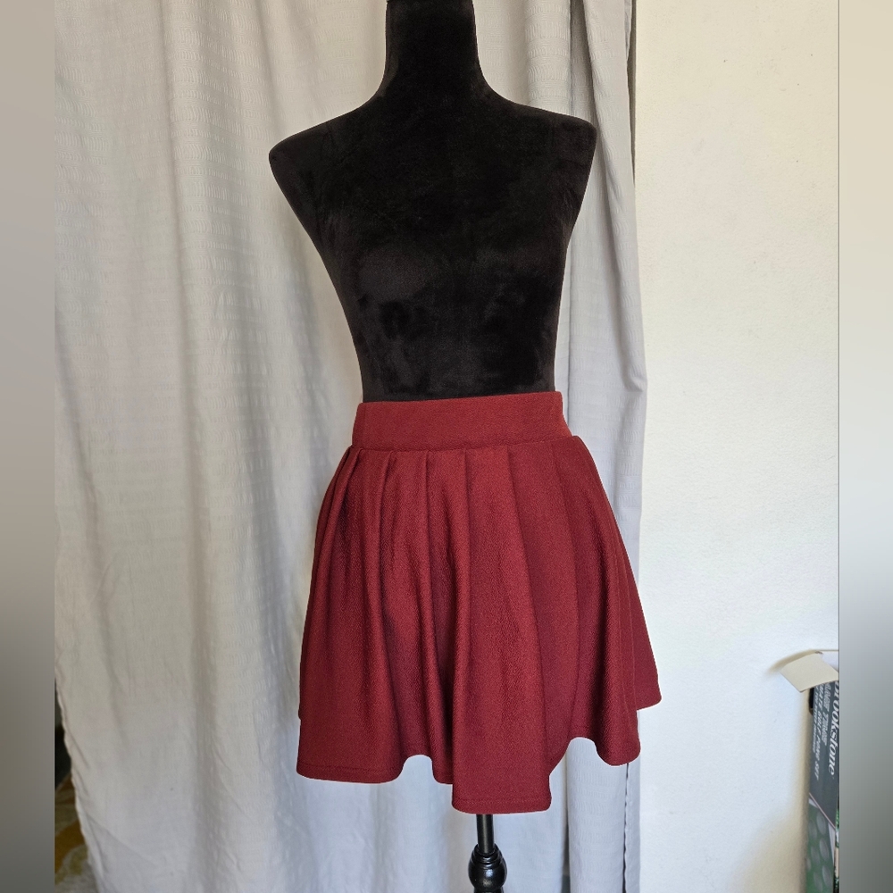 Lane Bryant Red Mini Skater Skirt Pleated Casual